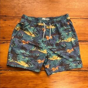 Ezekiel Green and Blue Patterned Swim Shorts